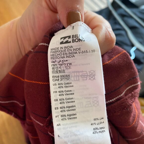 BILLABONG Maroon Striped Wide Leg Overall Size M - Picture 5 of 9